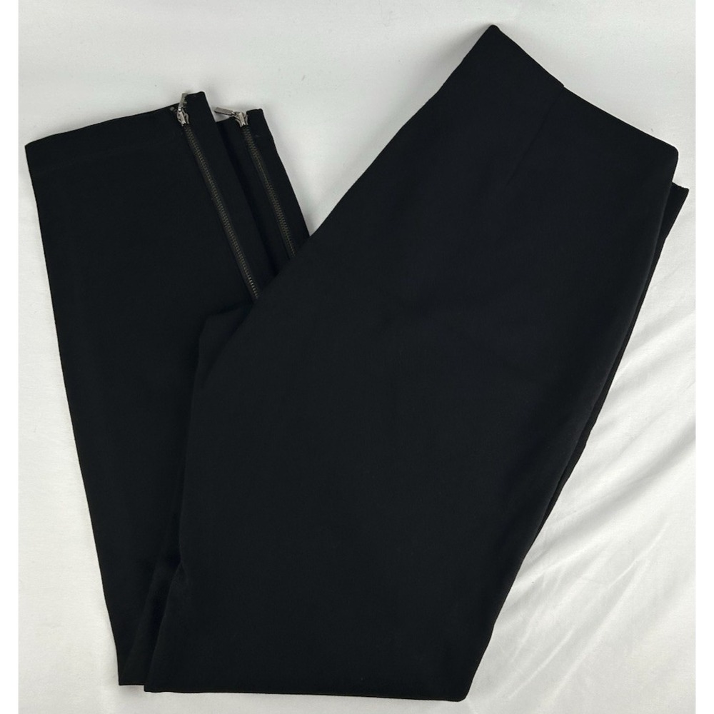Eileen Fisher Black Ponte Knit Pull On Skinny Ankle Pants Sz S Zipper Stretch